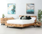 PRITI King Size Solid Wood Bed - Natural Rough Finish