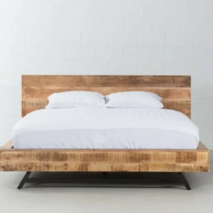 PRITI King Size Solid Wood Bed - Natural Rough Finish