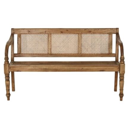 PRITI Vintage Bench in Solid Wood and Cannage