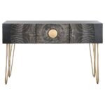 PRITI Console in Black and Gold Wood