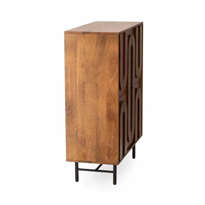 PRITI 4 Door Bar Cabinet Natural Wood