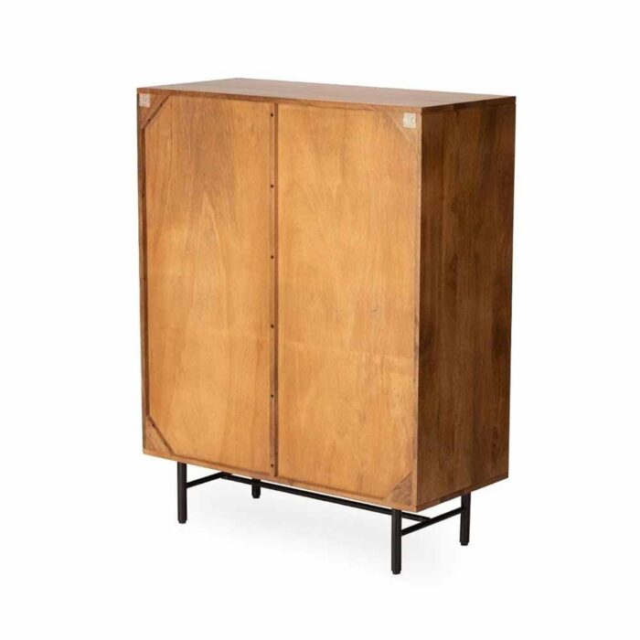 PRITI 4 Door Bar Cabinet Natural Wood