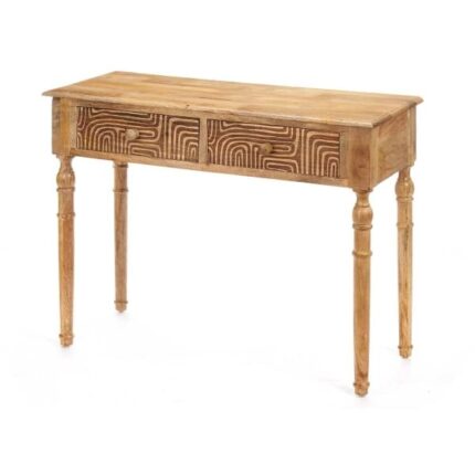 PRITI Console 2 Drawers Solid Wood Curved Patterns