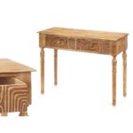 PRITI Console 2 Drawers Solid Wood Curved Patterns