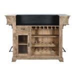 PRITI Bar Furniture with U-Shaped Counter in Wood and Black Metal