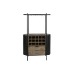 PRITI Loft Metal and Wood Bar Cabinet with Bottle Rack