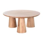 PRITI 3 Legs Round Coffee Table in Natural Wood