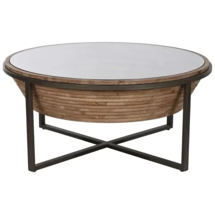 PRITI Round Coffee Table Wood, Glass and Metal