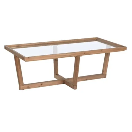 PRITI Rectangle Glass and Wood Coffee Table