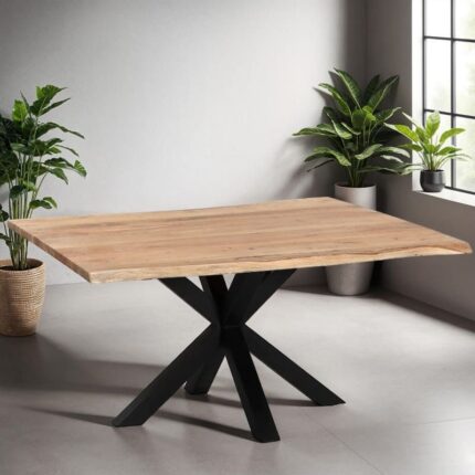 PRITI Square Live Edge Industrial Table