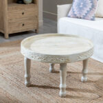 PRITI Circular Coffee Table Home Decor White Wood