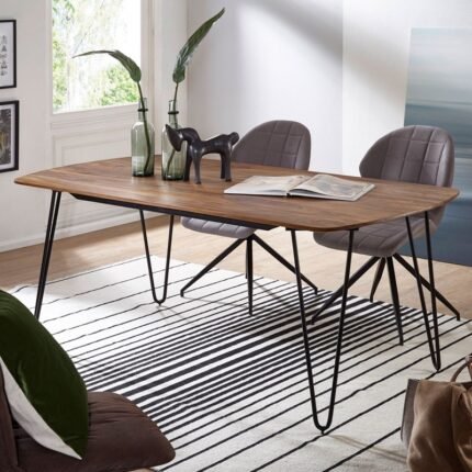 PRITI Dining Table With Triangular Iron Legs