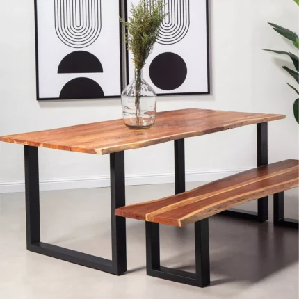 PRITI 6-Seater Wooden Top Dining Table with U-Shape Leg