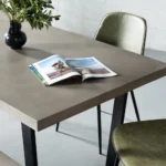 PRITI Grey Concrete Dining Table with U Black Legs