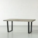 PRITI Grey Concrete Dining Table with U Black Legs