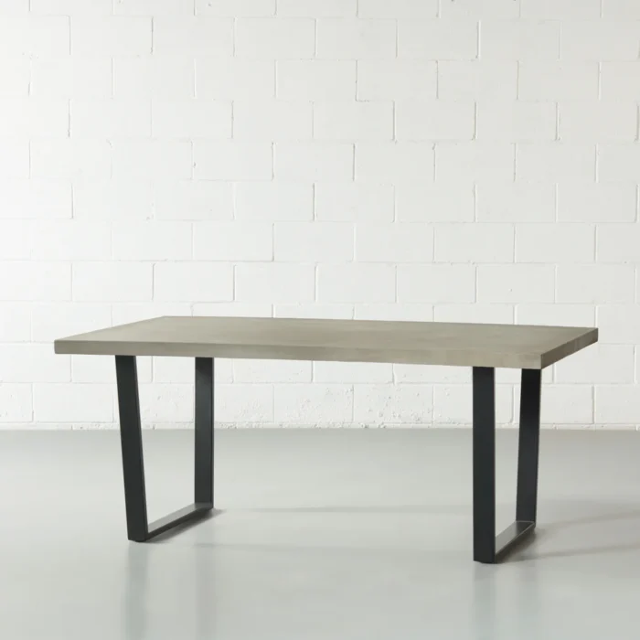 PRITI Grey Concrete Dining Table with U Black Legs