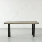PRITI Grey Concrete Dining Table with U Black Legs