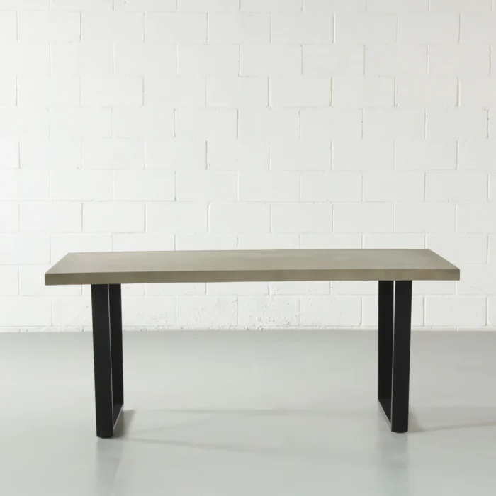 PRITI Grey Concrete Dining Table with U Black Legs