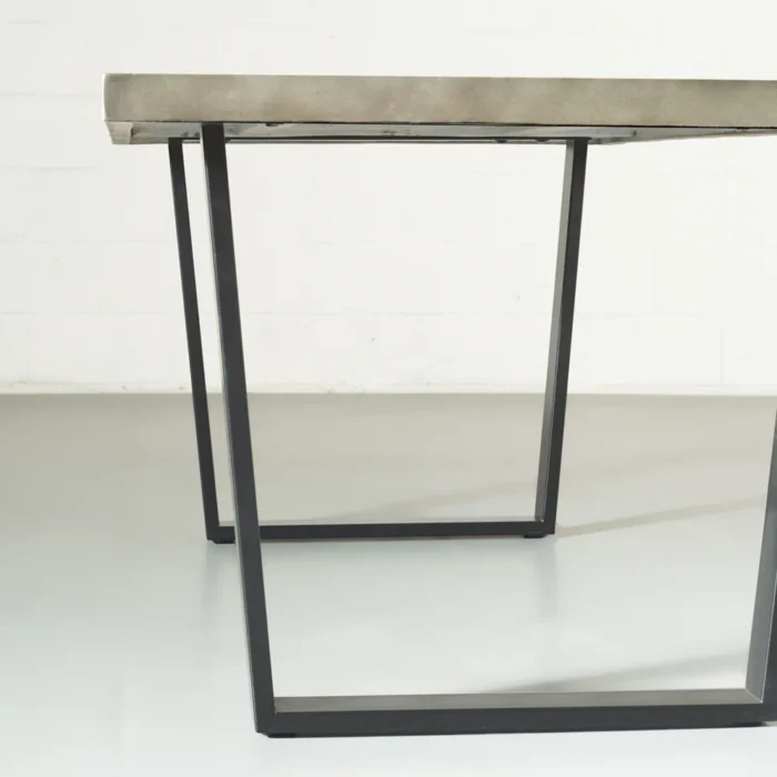 PRITI Grey Concrete Dining Table with U Black Legs