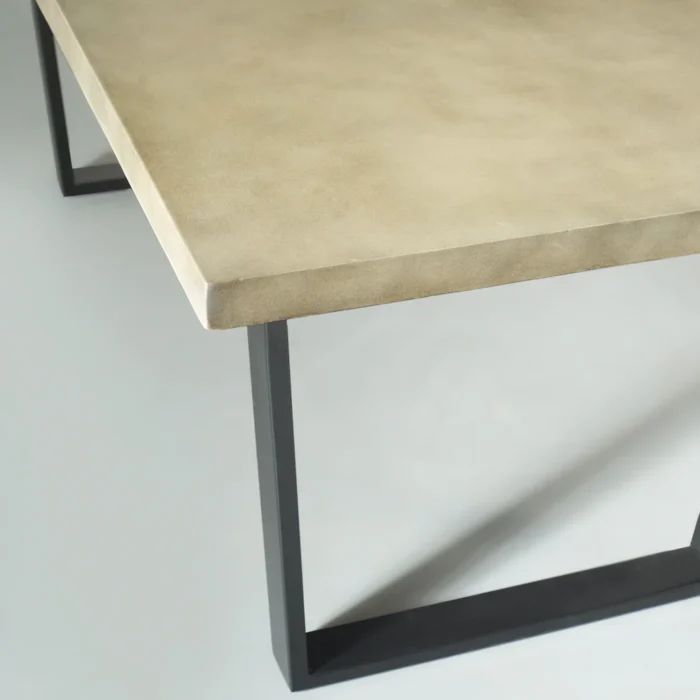 PRITI Grey Concrete Dining Table with U Black Legs