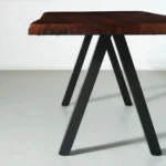 PRITI Solid Wood Live Edge Table with Black Pyramid-Shaped Legs