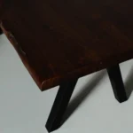 PRITI Solid Wood Live Edge Table with Black Pyramid-Shaped Legs