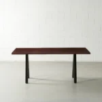 PRITI Solid Wood Live Edge Table with Black Pyramid-Shaped Legs