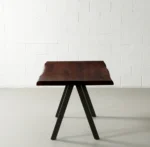 PRITI Solid Wood Live Edge Table with Black Pyramid-Shaped Legs