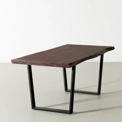 PRITI Live Edge Dining Table With Black U Legs