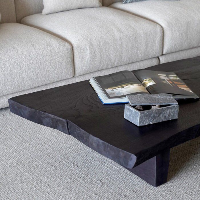 PRITI Handcrafted Black Solid Wood - Live Edge Coffee Table