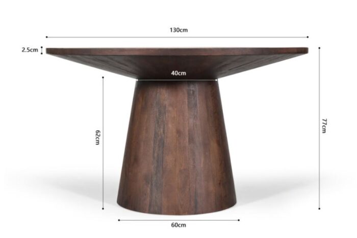 PRITI Dining Table Brown 130 cm