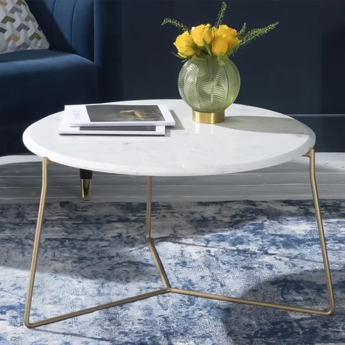 PRITI White Marble Coffee Table for Living Room