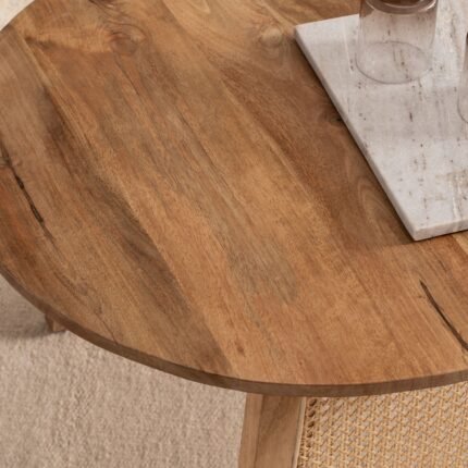 PRITI Coffee Table Brown Rattan 65 cm