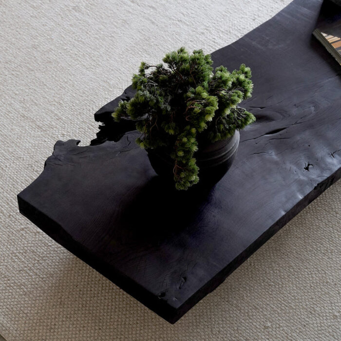 PRITI Handcrafted Black Solid Wood - Live Edge Coffee Table