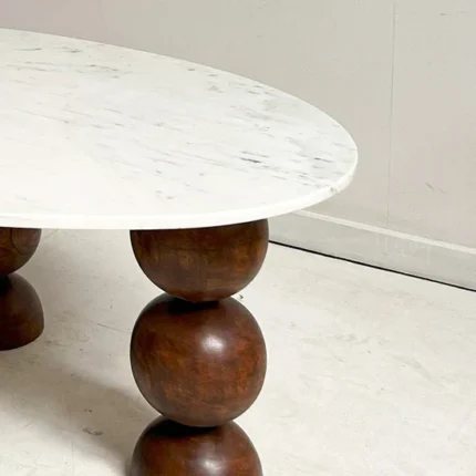 PRITI Bean Marble Coffee Table | Curved Coffee Table for Living Room
