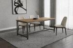 PRITI Wooden Top with Metal Legs Dining Table