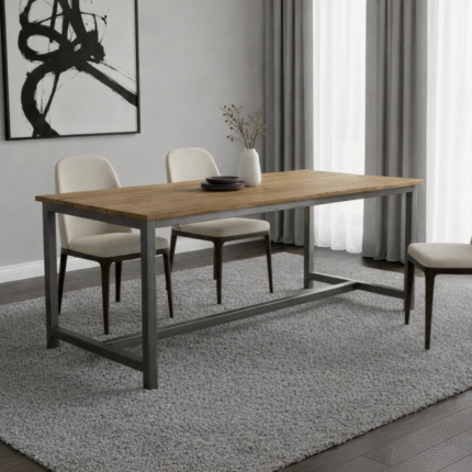 PRITI Wooden Top with Metal Legs Dining Table