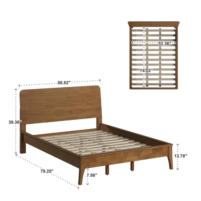 PRITI Mid-century Modern Wooden Platform Bed