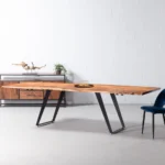 PRITI Extendable Solid Wood Dining Table, 200 cm - 280 cm, NATURAL