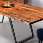 PRITI Extendable Solid Wood Dining Table, 200 cm - 280 cm, NATURAL