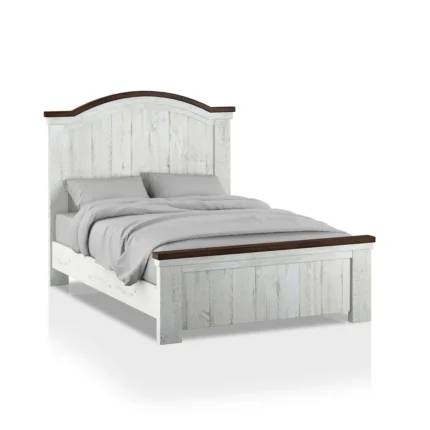 PRITI White Solid Wood Panel Bed