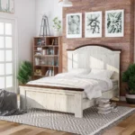 PRITI White Solid Wood Panel Bed
