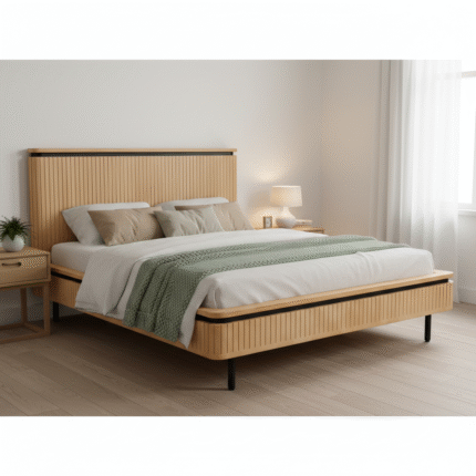 PRITI Fluted Solid Wood Bed 38