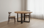 PRITI Round Mango Wood Dining Table With metal Legs