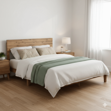 Platform Bed with Headboard (Solid Wood) – PRITI
