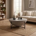 PRITI Dome Coffee Table | Large Concrete Coffee Table - Black - Image 2
