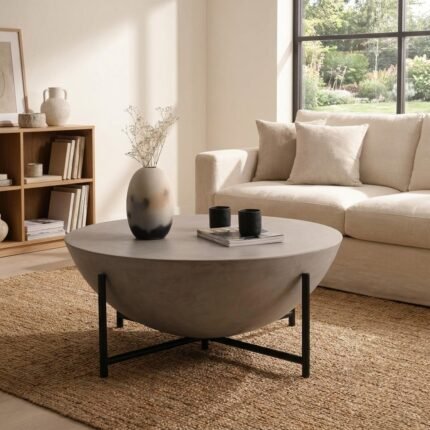 PRITI Dome Coffee Table | Large Concrete Coffee Table - Black