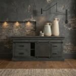 TV Cabinet 120 cm Black (Solid Wood) - PRITI