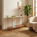 PRITI Console Table | Console Table for Living Room | Entryway Table - Marble & Wood