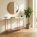 PRITI Console Table | Console Table for Living Room | Entryway Table - Marble & Wood - Image 4